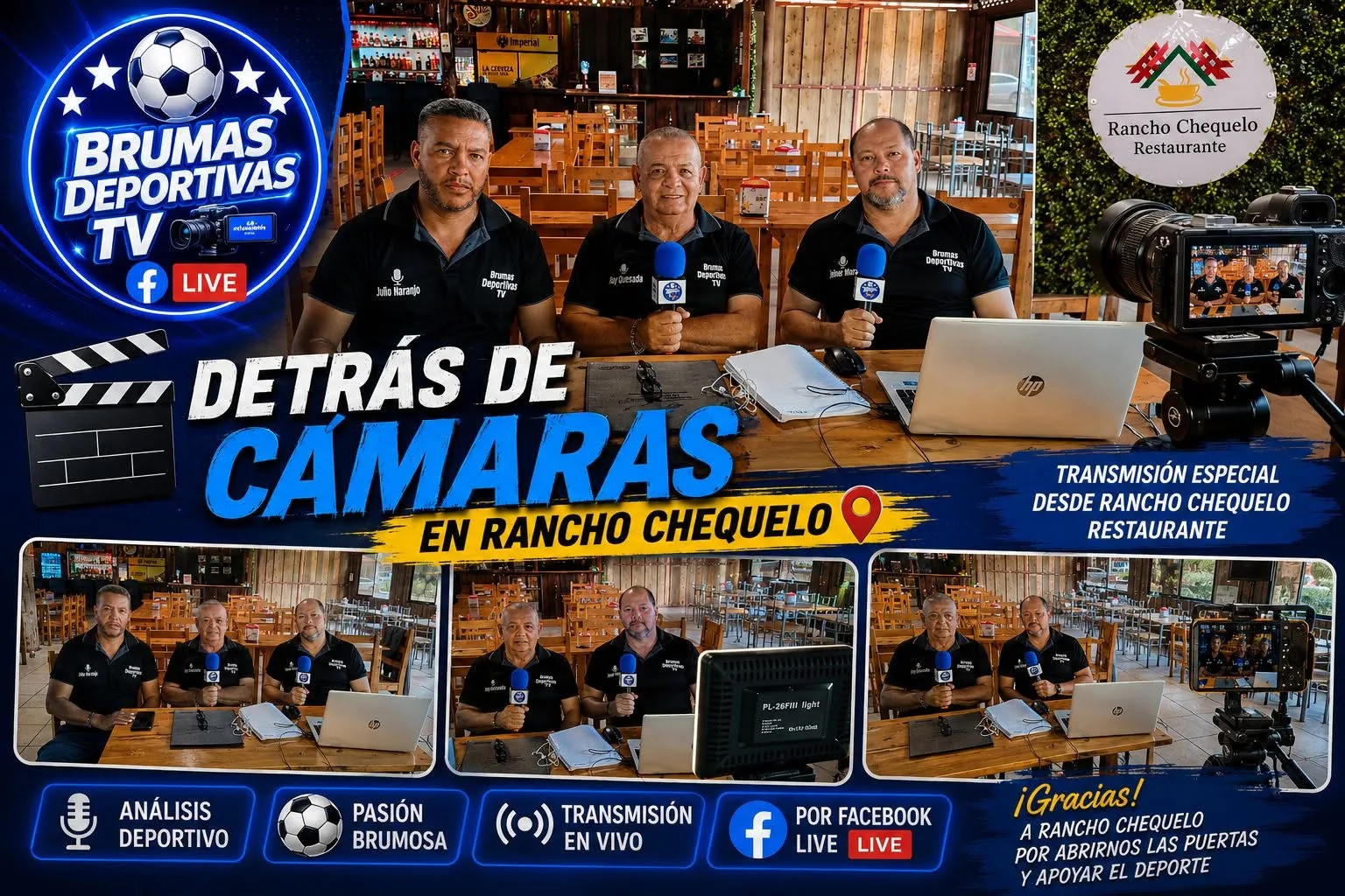 Equipo de Brumas Deportivas TV en transmisión especial